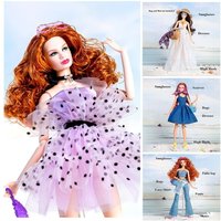 Fashion supermodel Doll Elegant Dress Casual Wears DIY Accessories Party Bags Jeans Pants Set