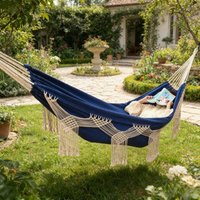 Outdoor Camping Tassel Swing Hammock, Enlarged Double Beach Bohemian-style Hammock, Outdoor Camping Beach Leisure Swing Hammock