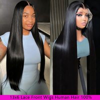 13x6 Lace Front Human Hair Wigs 30 Inch Straight Human Hair Wigs Transparent Brazilian Wigs Human Hair For Women Pre Plucked,100 Human Hair Wigs, Real Human Hair,Brazilian Straight Lace Frontal image 3