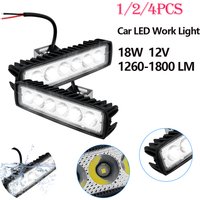 1/2/4Pcs 18W Car LED Work Light 12V 6000K Super Bright Car LED Light Bar IP67 Waterproof Flood Spot Light for Vehicle Truck Boat