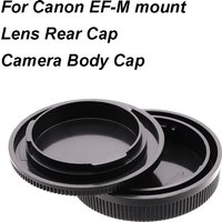 For Canon APS-C EOS EF-M EFM Lens Rear Cap or Camera Body Cap or Cap Set Plastic Black Lens Cap Cover Lid for M5 M6 M50 M200 etc