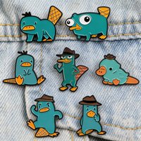 Cute Platypus Enamel Pin Cartoon Duck Brooch for Backpacks Agent P Badge Hat Accessories Funny Animal Lapel Pins for Kids