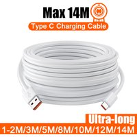 Ultra Long USB C Cable For Xiaomi Redmi Huawei Mobile Phones Charging Cable Type C Equipment VR Camera 2M 3M 5M 8M 10M 12M 14M