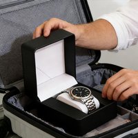 Black Single Watch Gift Box with Pillow PU Leather Wristwatch Display Case Organizer for Men