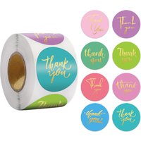100-500pcs 1inch Colourful Art Fonts Thank You Stickers Gold Foil Sticker Roll for Wedding Jewelry Box Stationery Seal Lable