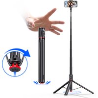TOKQI Auto Pop Up Selfie Stick Tripod Hidden Phone Clip Expandable 52.36" for Cellohone with Bluetooth Magnetic Remote Control