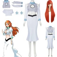 Anime Bleach Inoue Orihime Cosplay Costume Wig Halloween Headwear Sleeves Game Role Play OutfitSet Princess Style Cosplay Clothe