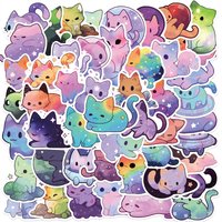 50 Galaxy Cat Stickers Pack - Cute and Colorful Space Kitten Stickers, Suitable for Laptop / Phone Case / Water Bottle