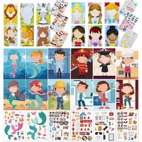 9 Styles Children Kids Make Your Own Faces Stickers Creative DIY Puzzle Games Princess Animals Dinos Girls Boys Party Favor Gift