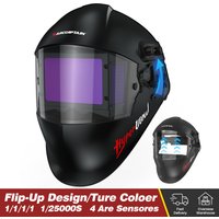 ARCCAPTAIN casque de soudage Design rabattable 4 capteur d'arc obscurcissement automatique capot de soudage grande vue Ture couleur masque de soudure à énergie solaire