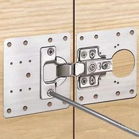 Stainless Steel Cabinet Hinge Repair Plate Kit Quick Fix Heavy Duty Cupboard Door Fixing Brackets For Kitchen Hardware