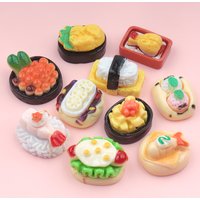 10/100Pcs Miniature Resin Sushi Lunch Cabochons Scrapbooking Phone Decoration Crafts DIY Jewelry Making Dollhouse Accessories
