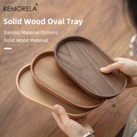 KEMORELA 1PCS Geschirr Massivholz Runde Dessert Platte Japanischen stil Holz Tablett Snack Platte Getrocknete Obst Platte Holz platte