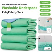 1/2/4pcs Washable Underpads, Heavy Absorbency Reusable Bedwetting Incontinence Pads for Kids/Elderly/Pets Waterproof Protective