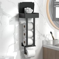 Black elegant sturdy toilet paper holder, space saving bathroom towel rack, multifunctional modern home storage rack, home decor