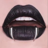 Halloween Fake Body Piercing Jewelry Sturdy Stainless Steel Fang Lip Rings No Piercing Jewelry For Fashion Lovers