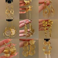 Vintage Women'S Luxury Silverneedle Geometric Circular Hollow Pendant Earrings Unique Exaggerated Light Luxury Highend Earrings