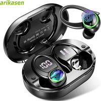 Headphones Bluetooth 5.3 Wireless Bass Stereo Over Ear Earbuds ENC Noise Cancelling Mic with Earhooks 48H Playback LED Display