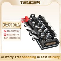 TEUCER 10 Port PC Case Fan Hub 12V 4Pin PWM Controller SATA Power/Large 4P Splitter Motherboard Cooler Cooling Fan Cable