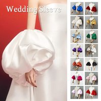 1PC Puffy Short Sleeves Wedding Accessory Satin Bride Puffer Sleeves Party Removable Sleeves Women Bridal Accessories