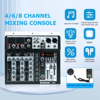 Audio Mixer 4 Channel 99 DSP Effect Record PC 48V Phantom Power USB Sound Mixers Bluetooth DJ Console Mixing for Karaok