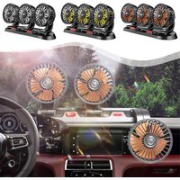 Triple Head Car Cooling Fan 360 Degree Adjustable Rotation USB Powered Auto Dashboard Air Circulation Fan 3 Color Blades Vehicle