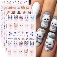 2pcs Cute Cat Nail Art Stickers Cartoon Pets Design Self Adhesive Decals Kawaii Animal Nail Art Decoration Supplies DIY Manicure