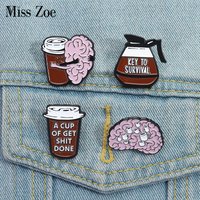 Coffee Lover Enamel Pins Custom A CUP OF GET SHIT DONE Brooches Lapel Badges Clothes Funny Jewelry Gift for Friends
