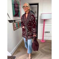 Nouvelle Collection Automne 2026 : Cardigan Jacquard Femme à Paillettes, Col V, Manches Longues Amples, Ceinture, Style Streetwear Féminin