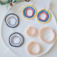 3pcs Irregular Skinny Hoops Polymer Clay Cutter, 3 Sizes Geometric Circle Design Clay Molds for DIY Earrings & Jewelry Making