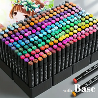 168pcs Double-ended Sketch Markers with Base - Vibrant Alcohol-Based Colors for Drawing & Design, Random Colors