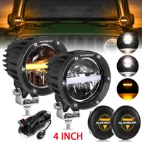 AUXBEAM 2pcs 4 Inch 110W 11000LM LED Work Light with Amber DRL for Truck Pickup Offroad