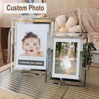 Customizable Photos Crystal Glass Picture Frame Silver Mirrored 10X15 15X20cm Photo Frame For Pictures Commemorative Gift