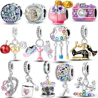 925 Sterling Silver Sunflower Charm Beads Fit Original Bracelets Bag Keychain Charms Beads Pendant Diy Women Jewelry Gift