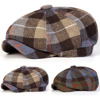 Unisex Retro Plaid Newsboy Caps Men British Painters Hats Spring and Autumn Berets Hip Hop Berets