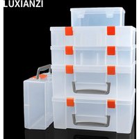 LUXIANZI Plastic Tool Storage Box With Locking Handle Removable Compartment Repair Hardware Tools Portable Case Shockproof