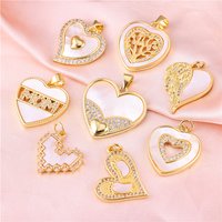 JUYA Gold Plated Zircon Heart Charm Pendant Love you, Mom Theme Jewelry Findings DIY Handmade Necklace Making Accessories