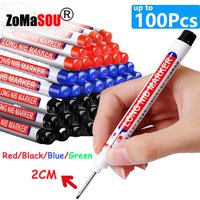 1-100Pcs 20mm Waterproof Long Head Markers Deep Hole Marker Pen for Metal Carpenter Red/Black/Blue/Green Ink Woodworking Tools