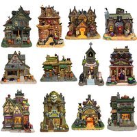Lemax Halloween Christmas Ceramic Painted House Figurine Miniature Sand Table Building Ornaments Gifts Desk Sculpture Decoration