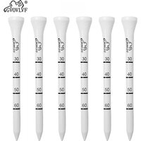 50 Pieces Bamboo Golf Degree Scale Tees 83mm Reduce Friction Side Spin Golf Tees White and Black Adjustable Depth