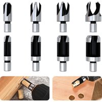 8Pcs Wood Dowel Drill Bits Four Flute Dowel Hole Cutter Round Shank Claw Tapered Drill Bit Cork Drill Hole Saw for Woodworking