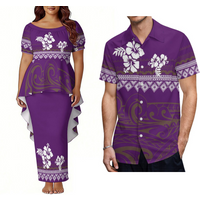 High-Quality Island Couple Set - Pacific Island Design Men'S Aloha Shirt And Women'S Puletasi Dress Polynesian Samoa