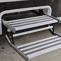 RV Folding Aluminum Alloy Step, Manual & Electric Retractable, Single/Double Layer, Non-Slip Foot Pedal for Camper Trailer
