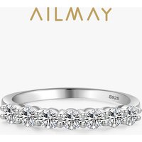 Ailmay 100% 925 Sterling Silver Stackable Round Dazzling Cubic Zirconia Rings for Women Wedding Engagement Jewelry Gift