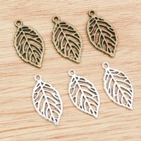 12pcs 27x15mm Antique Bronze and Antique Silver Plated Leaf Style Handmade Charms Pendant:DIY for bracelet necklace