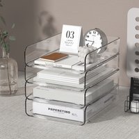 4-Tier Desk Paper Storage Rack, Stackable Desktop Paper Storage Tray, Great for Office Supplies, A4 Storage (Transparent, 4-Tier