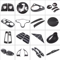 For Fiat 500 2010-2024 ABS carbon fiber Car Center Console Gear Shift Panel Steering Wheel Decorative Frame Sticker Accessories