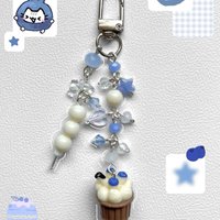 Handmade blueberry cake keychain dessert, food keychain