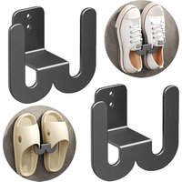 3Pcs Carbon Steel Wall Mounted Shoe Rack Slipper Adhesive Hanger Multifunctional Storage Organizer For Bathroom