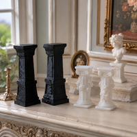 2pcs Miniature European Roman columns, available in white and black options. Miniature model base for garden landscaping.